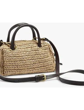 Bolso de mano convertible a bandolera estilo bowling pequeño con cierre de cremallera y detalle de flor decorativa - Parfois - FashionsVida