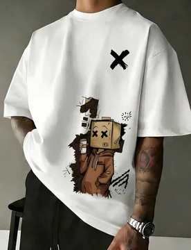 Simple Studio Conjunto de camiseta de manga corta de cuello redondo casual de verano para hombres y pantalones cortos con cordón en la cintura - Shein - FashionsVida