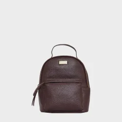Women's Betty' Zip Top Mini Pebble Grain Leather Backpack in Burgundy - Burgundy - Size: One Size