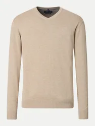 Pullover mit V-Ausschnitt Beige L