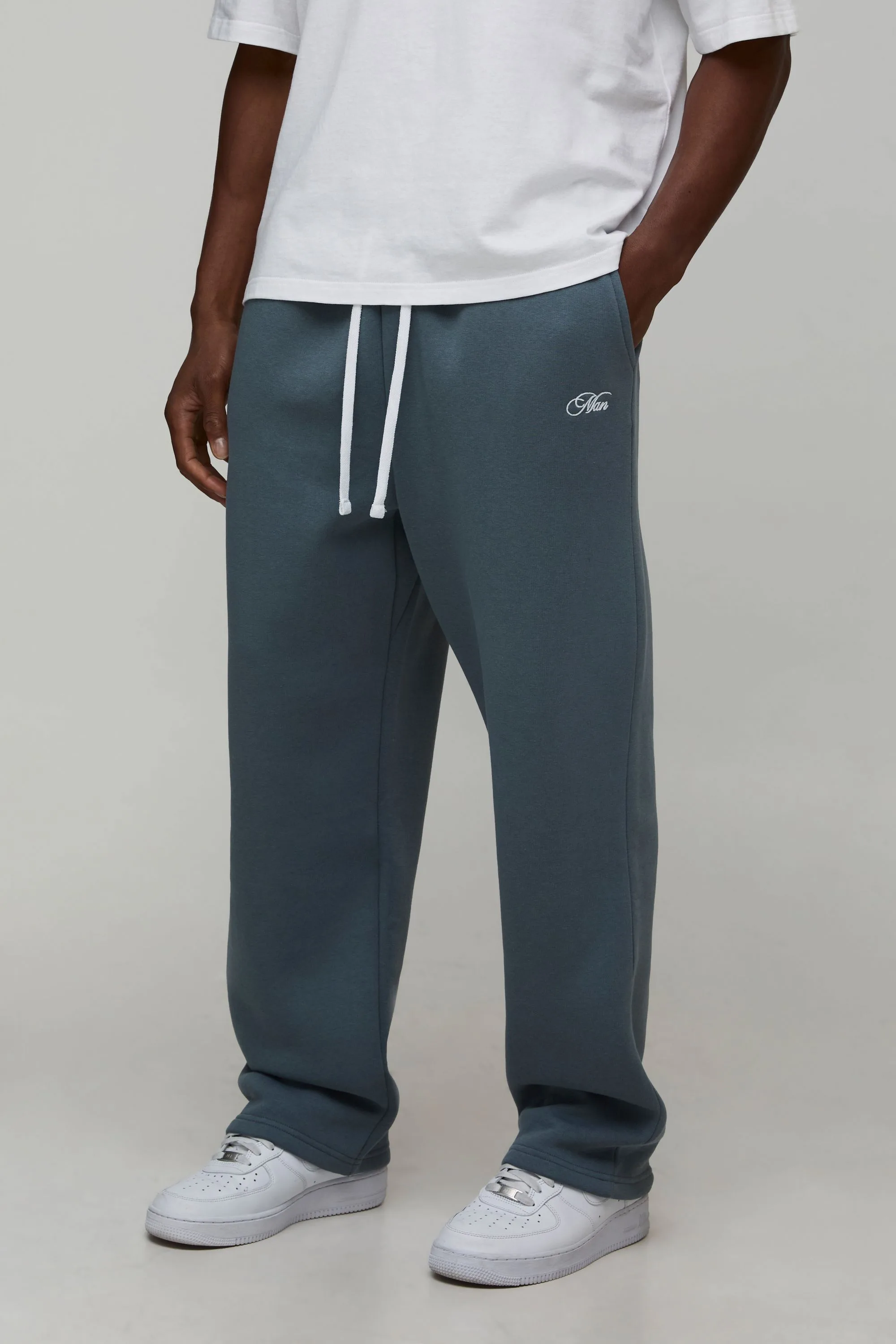Mens Baggy Fit Man Script Joggers - Blue Cotton - Size Medium - boohooMAN - FashionsVida
