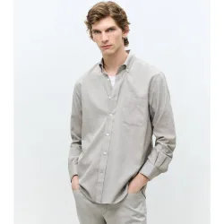 Camisa de sport algodón tencel lisa regular fit