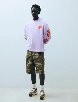 Bermuda Skateur Imprimé 36 Kaki - Bershka - FashionsVida
