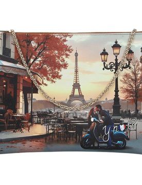 Borsa piatta clutch grande tracolla catena Cuoio YES605F6