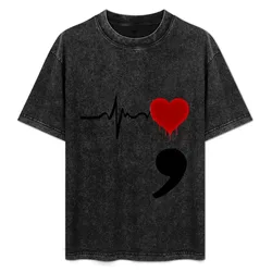 Semicolon - red hart T-Shirt