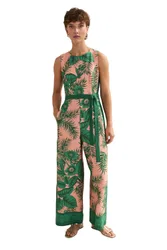 Cyra Palm Jumpsuit - Peach - Size: 20