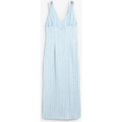 Vestido midi con escote de pico en tejido con textura