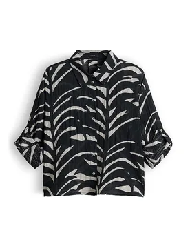 Chemise FADENA LEAVES noir 44 - Opus - FashionsVida