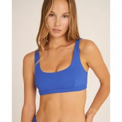 Top de bikini con tirantes anchos en tejido piqué