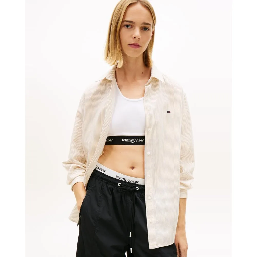 Camisa de mujer en lino de rayas de - Tommy Jeans - FashionsVida