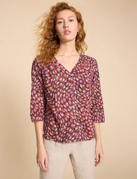 Organic Rae Cotton Top - Pink - White stuff - FashionsVida