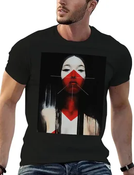 Beautiful Black and Red Fine Art Japanese Illustration T-Shirt t shirts for man slim fit cotton tshirt 100% T-Shirt - Aliexpress - FashionsVida