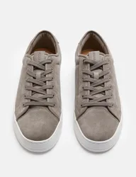 Binding Cupsole Lace Up Leather Trainers Taupe male