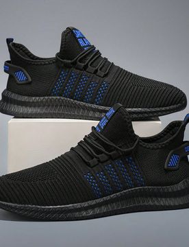 Zapatos deportivos casuales de punto transpirables para hombre, adecuados para todas las estaciones