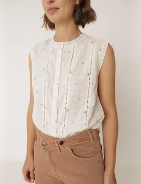 Indi & Cold - Camisa de mujer cuello redondo sin mangas - Indi & Cold - FashionsVida