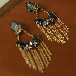 New Vintage Sapphire Tassel Stud Earrings — High Luster Artisan Jewelry