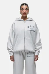 Womens White Spray Effect Relaxed Zip Through Hoodie - Size 2xs