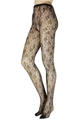 Women's 1 Pair Licorice Floral Net Tights Black Small / Medium - Black - Size: Small