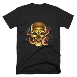 Leisure Weird Horror Skull & Snake Graphic T-Shirt 100% Cotton O-Neck Short Sleeve Summer Casual Mens T-shirt Streetwear