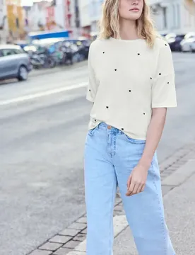 Street One T-Shirt mit Rundhals und Herzprint female Weiß