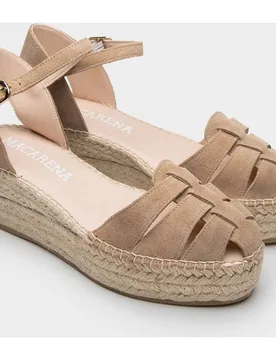 Alpargatas de plataforma con cuña en serraje - Macarena - FashionsVida