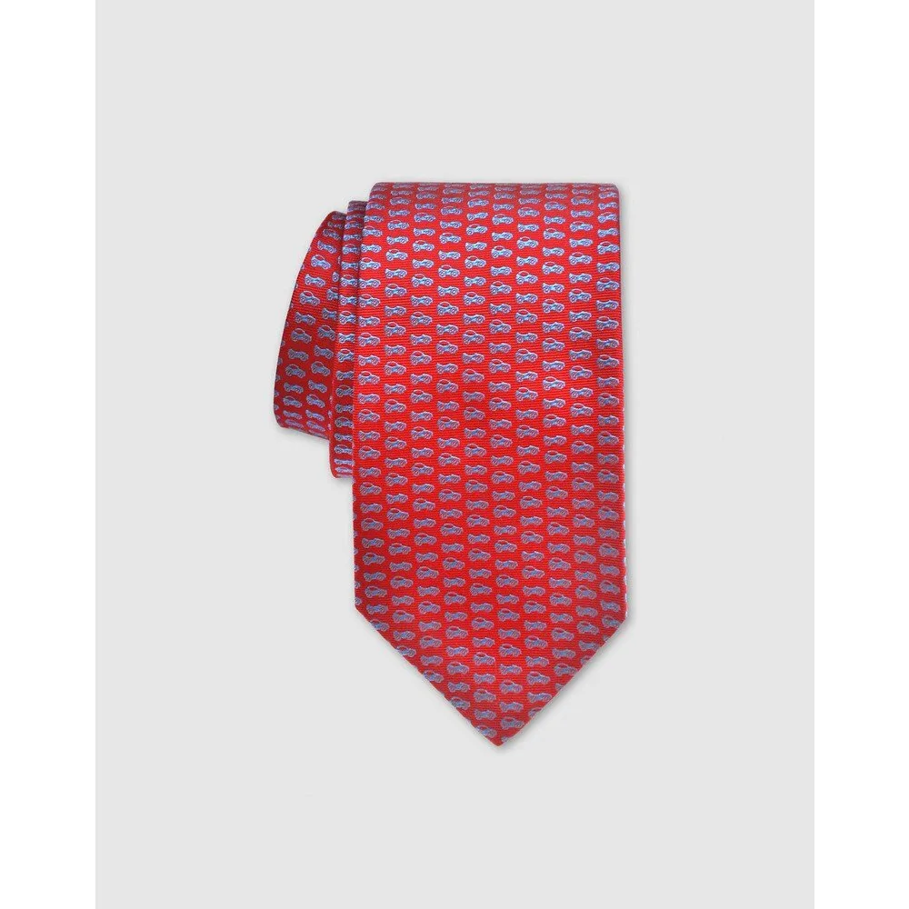 Corbata de seda roja con cochecitos - Olimpo - FashionsVida