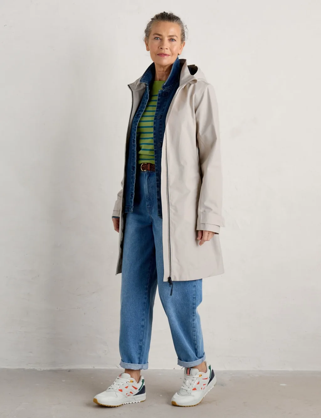 Waterproof Cotton Rich Longline Raincoat Natural female - Seasalt cornwall - FashionsVida
