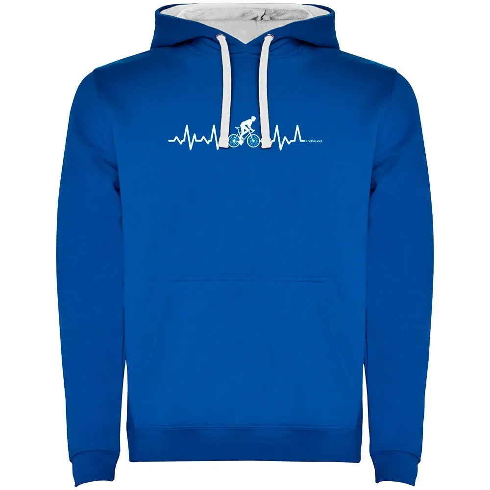 Felpa Con Cappuccio Biking Heartbeat Two-colour Royal Blue / White - Kruskis - FashionsVida