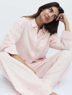 Pure Cotton Muslin Floral Pyjama Set Pink Mix female - M&S - FashionsVida