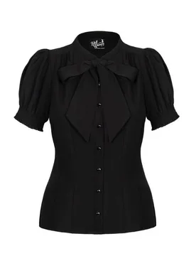 Rockabilly Bluse - Turner Blouse - XS bis XL - für Damen - Größe M - schwarz - Frauen - female - Hell Bunny - FashionsVida