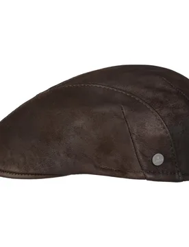 Trentham Leather Flat Cap by Lierys - brown - Size: 58 cm - Hatshopping.co.uk - FashionsVida