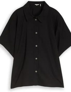 Camisa de manga corta de mujer con cuello clásico y diseño liso - Tom Tailor - FashionsVida