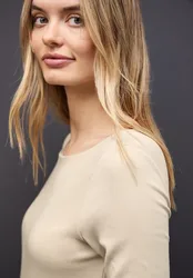 Basic Langarmshirt female Beige