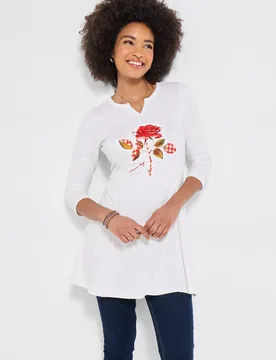 Women's Graphic Print Jersey Tunic Top with Godet Skirt Panels in White Size: 8 - White - Size: 8 - Joe browns - FashionsVida