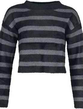 Gothic Sweatshirt - Stormstripe Sweater - XS bis 4XL - für Damen - Größe XS - schwarz/grau - Frauen - female - KIHILIST by KILLSTAR - FashionsVida