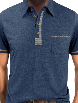 Polo retro de manga corta para hombre de tallas grandes, estilo casual con cuello y bolsillo, ideal para el verano - Shein - FashionsVida