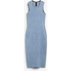 Vestido midi en tejido denim elástico