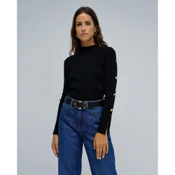 Jersey de mujer de punto con botones dorados