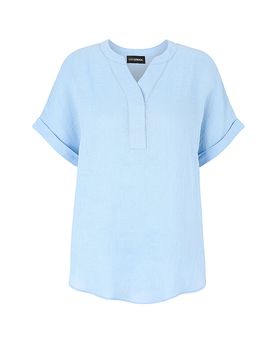Blusa de lino azul claro 38