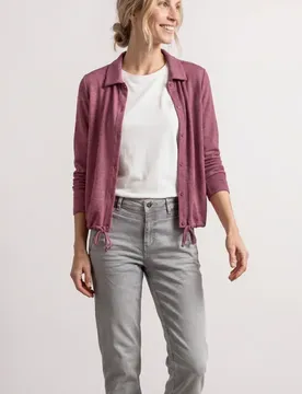 Leichte Langarm Jacke in Leinen-Optik female Rosa