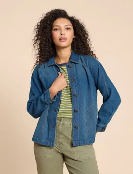 Denim Relaxed Jacket Med Blue Denim female - White stuff - FashionsVida