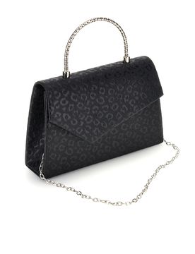 Pochette nera con texture all over e catena SERA/3488