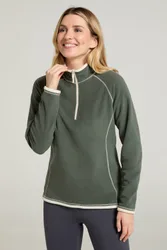 Montana' Womens Microfleece Jacket Half Zip Breathable Quick Dry Sweater Dark Green - Size 24 Uk