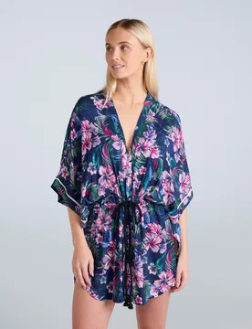 Kym Womens EcoVero Kimono Top - Dark Blue - Dark Blue - Size: 6 - Animal - FashionsVida