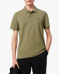 Polo mezza manica verde militare in cotone organico stretch punto wafer