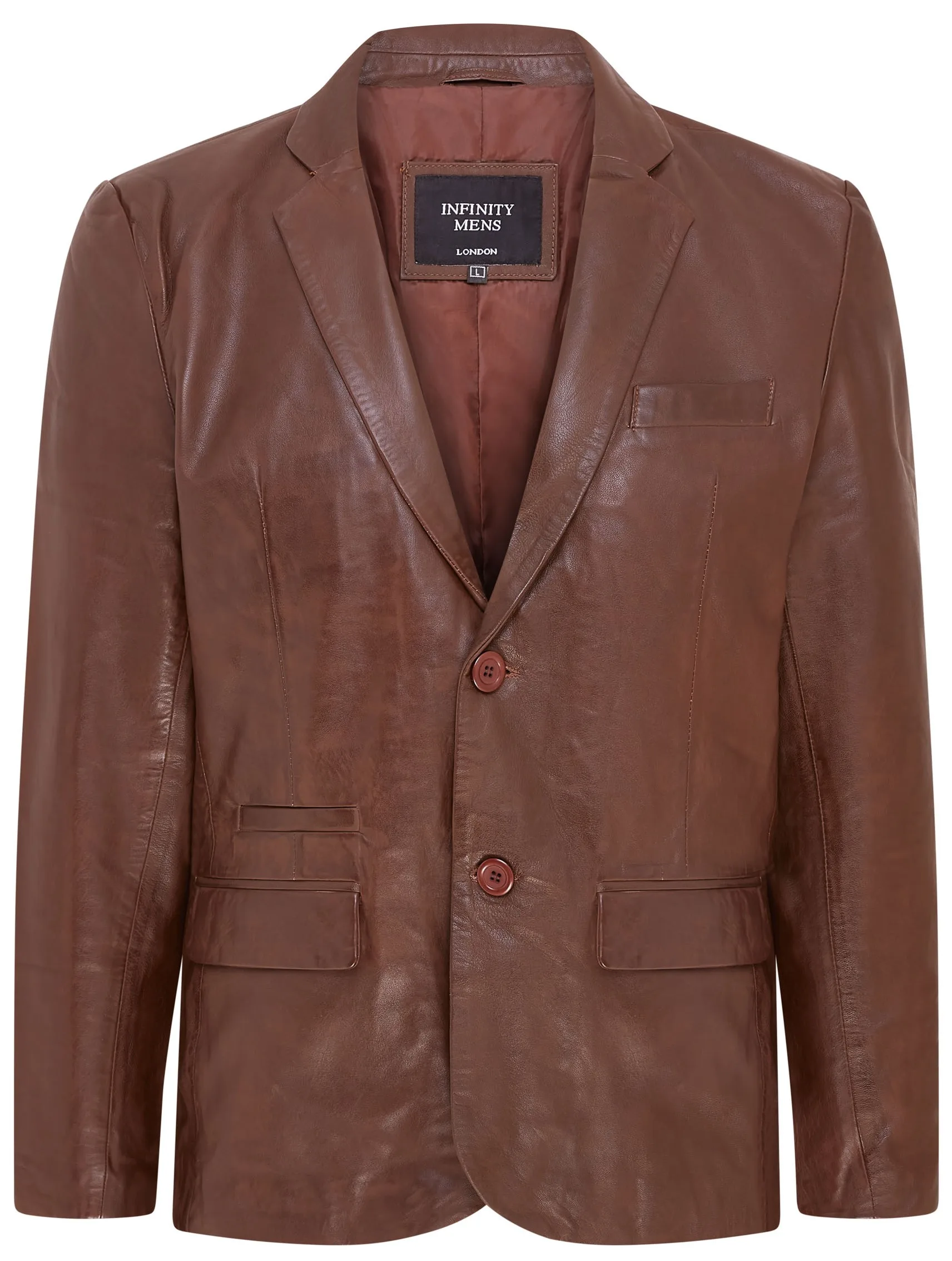 Mens Brown Slim Italian Blazer Jacket-Somero Lamb Leather - Size Medium - Infinity Leather - FashionsVida
