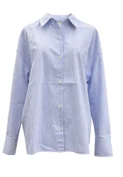CAMICIA A RIGHE Donna CELESTE