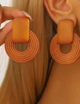 Bohemian Geometric Round Earrings for Women High-End Exaggerated Elegant Natural Wood Vintage Artistic Wooden Earrings - Aliexpress - FashionsVida