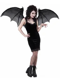 Dämonen-Flügel Fledermaus aufschwingbar schwarz-grau 122cm