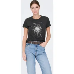 Camiseta de mujer de manga corta con dibujo frontal